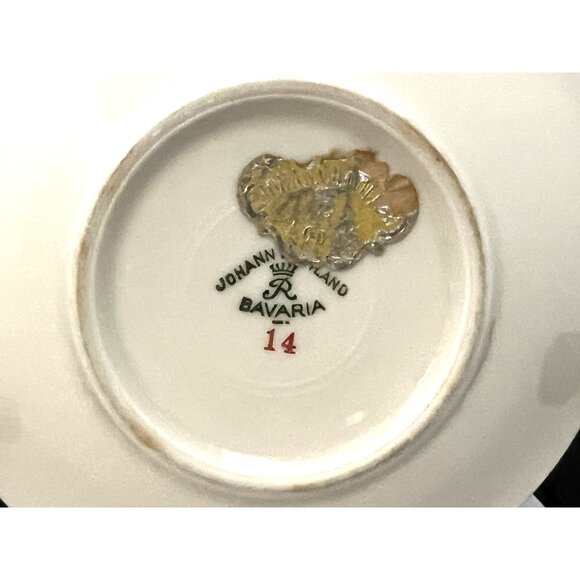 Johann Haviland Bavaria Germany Coasters Set of 2 Black Gold Bird In Flight 4.5” - Picture 6 of 6